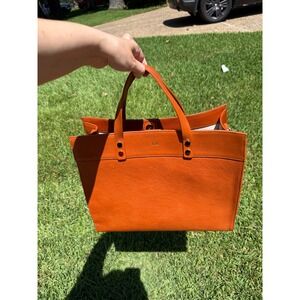 Mark & Graham Essential Leather Tote Orange Crossbody Handbag Monogrammed